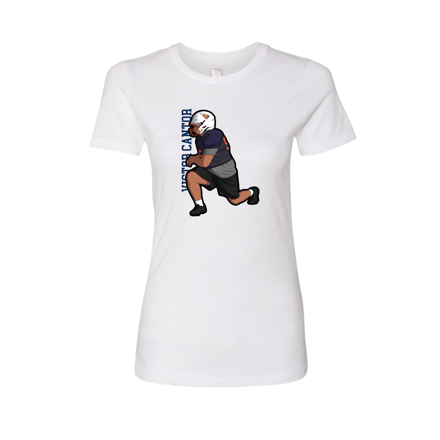 Fitted Women's Tee — Name Vertical in White