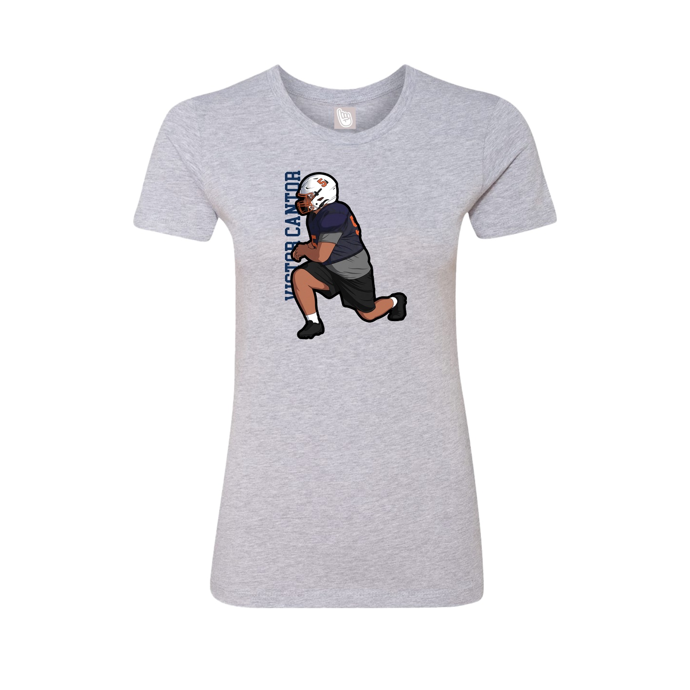 Fitted Women's Tee — Name Vertical in Grey