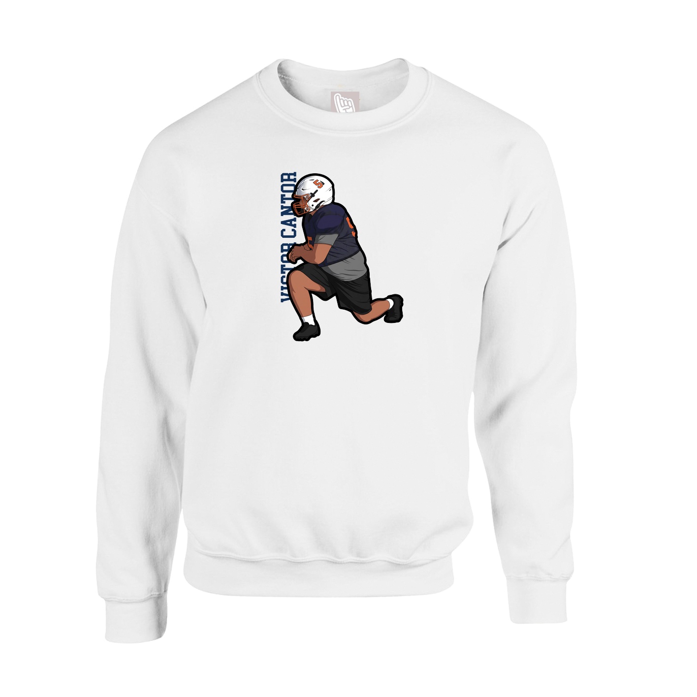 Fleece Crew — Name Vertical in White