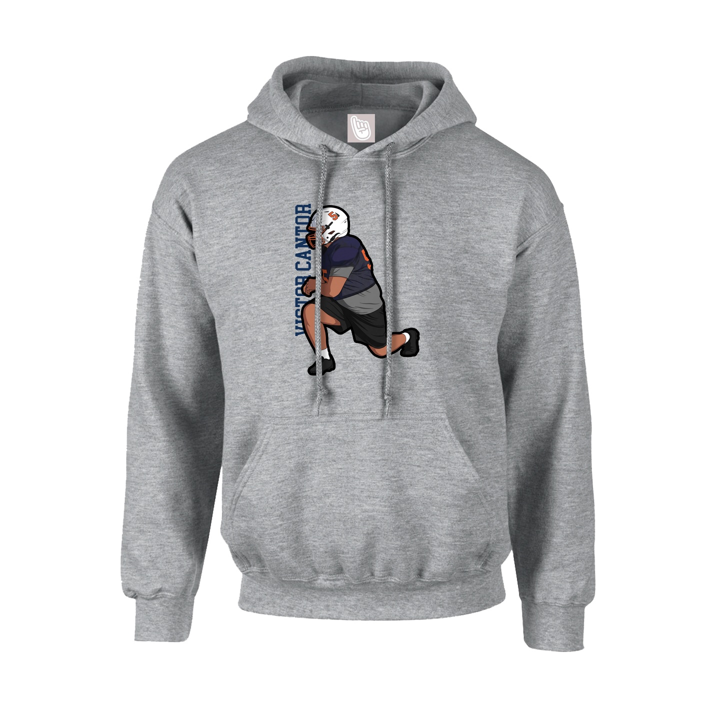 Youth Hoodie — Name Vertical in Grey