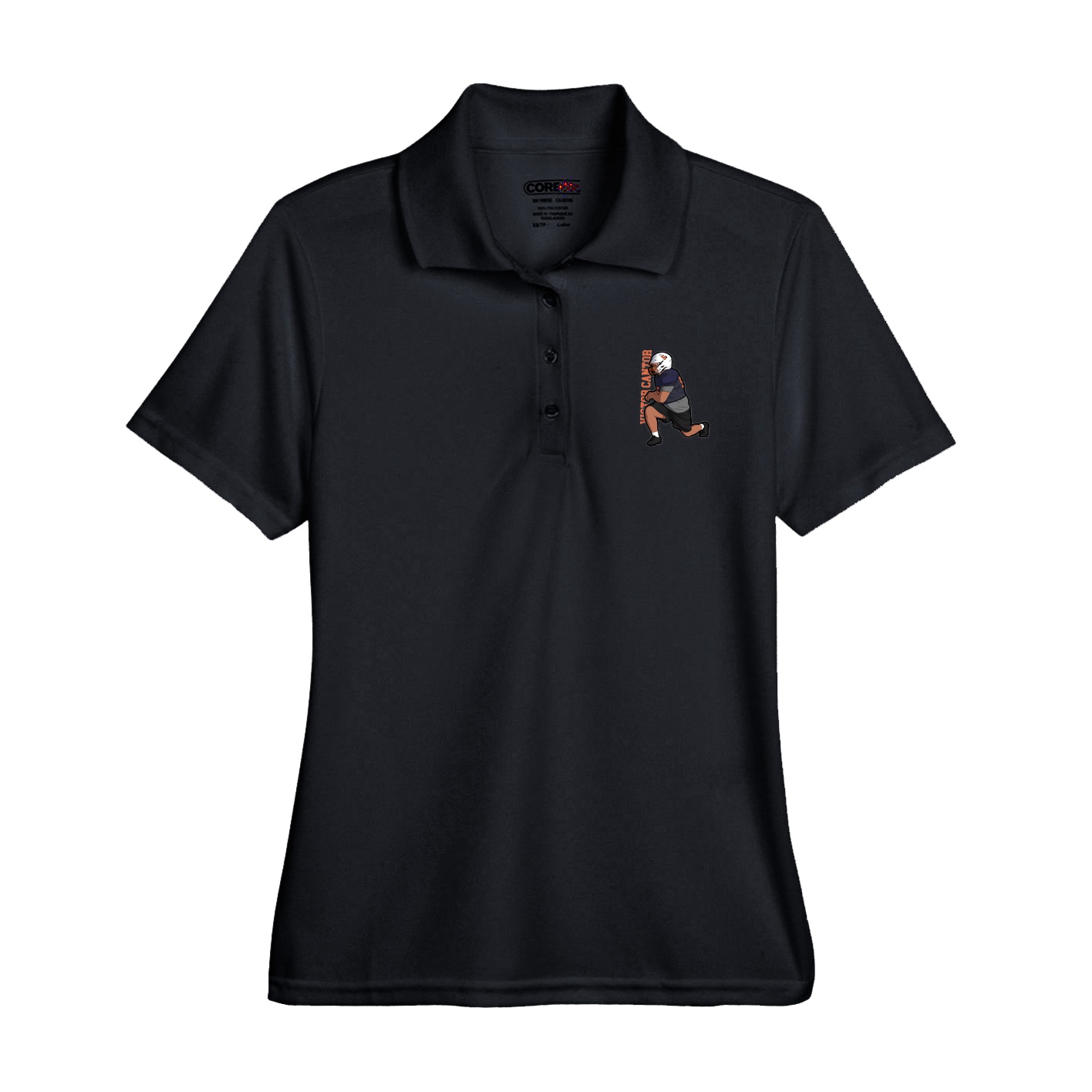 Womens Performance Polo — Name Vertical in Black