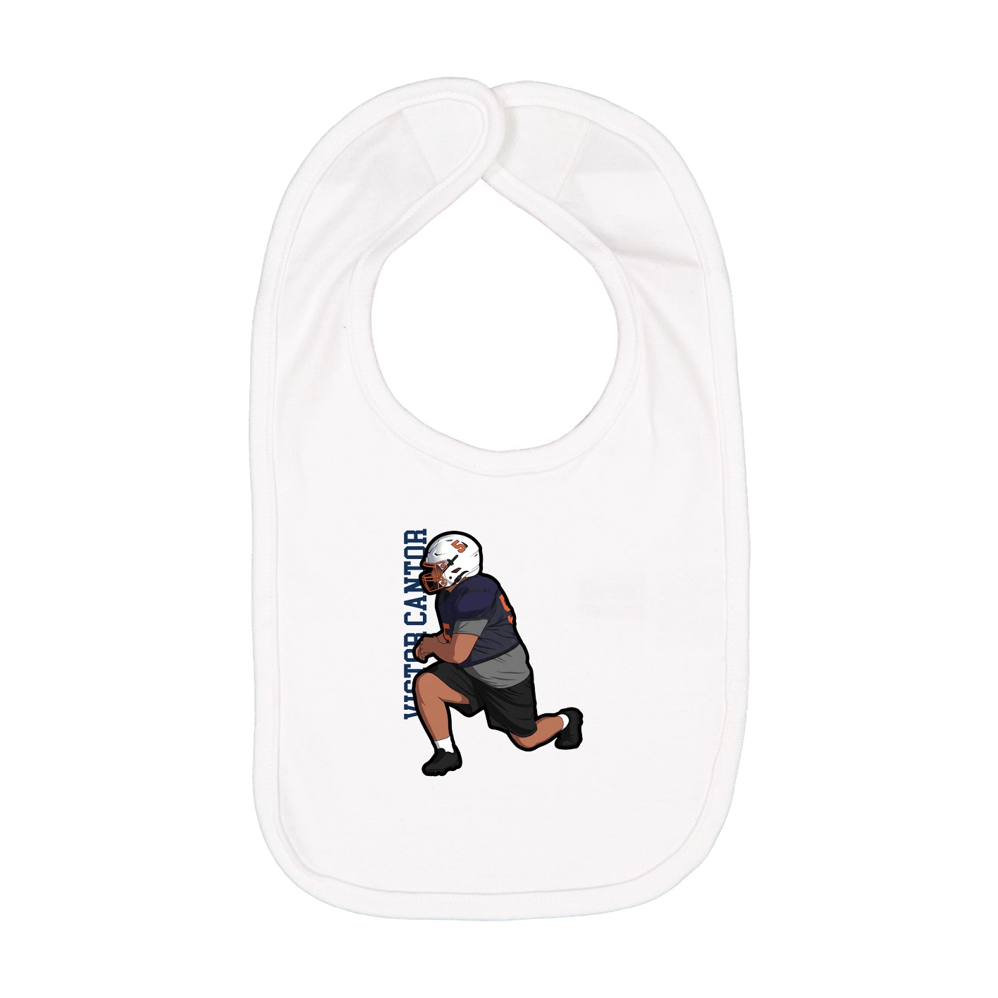 Infant Bib — Name Vertical in White