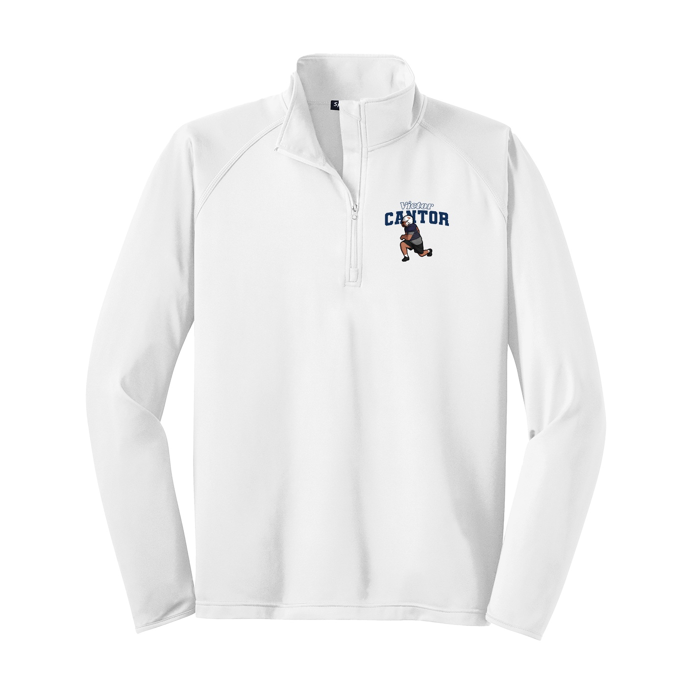 Q-Zip Pullover — Name Arch in White
