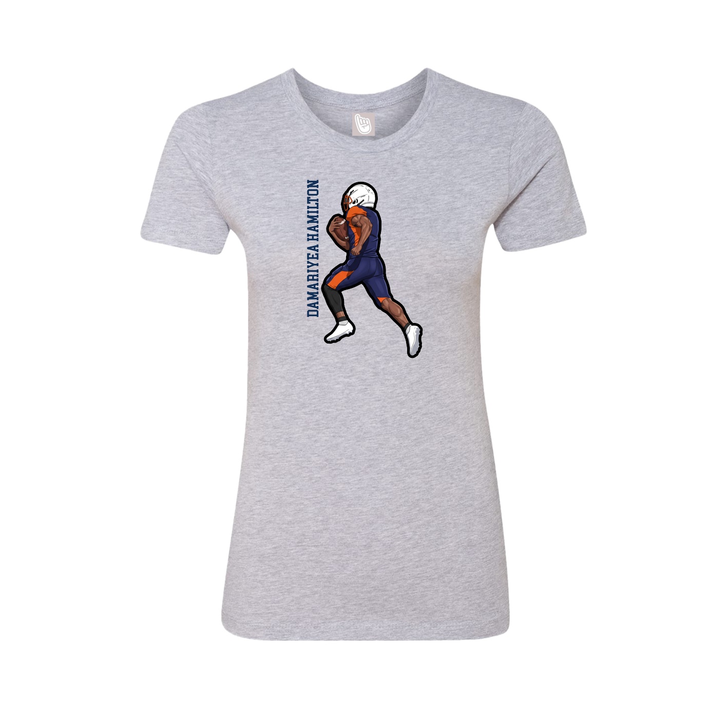Fitted Women's Tee — Name Vertical in Grey