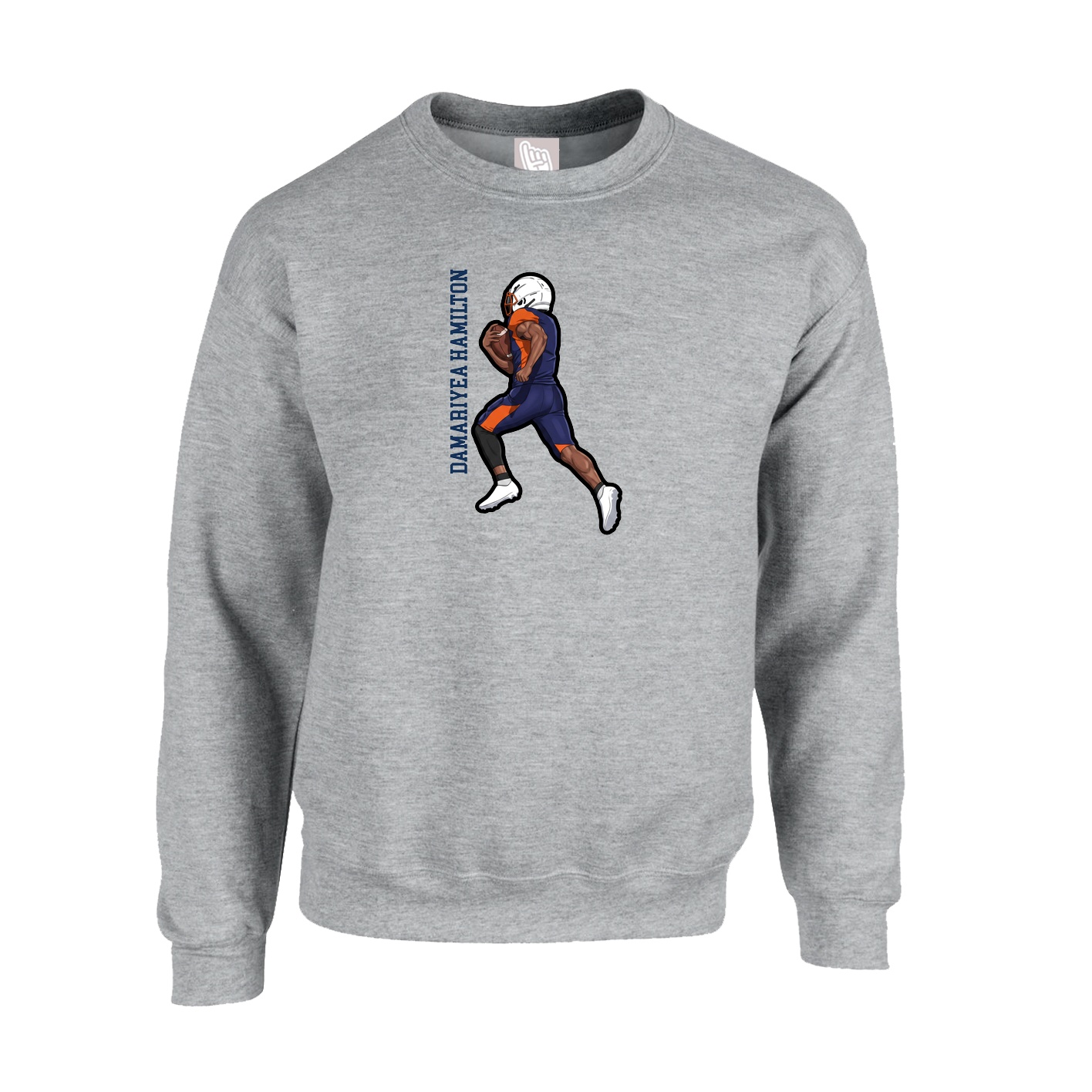 Fleece Crew — Name Vertical in Grey