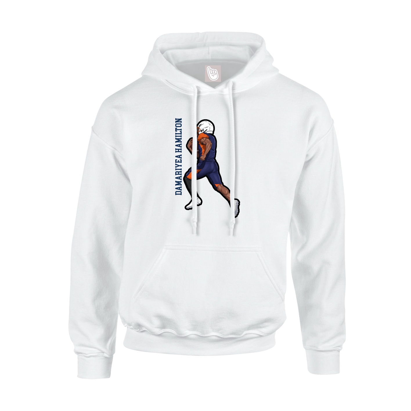Youth Hoodie — Name Vertical in White