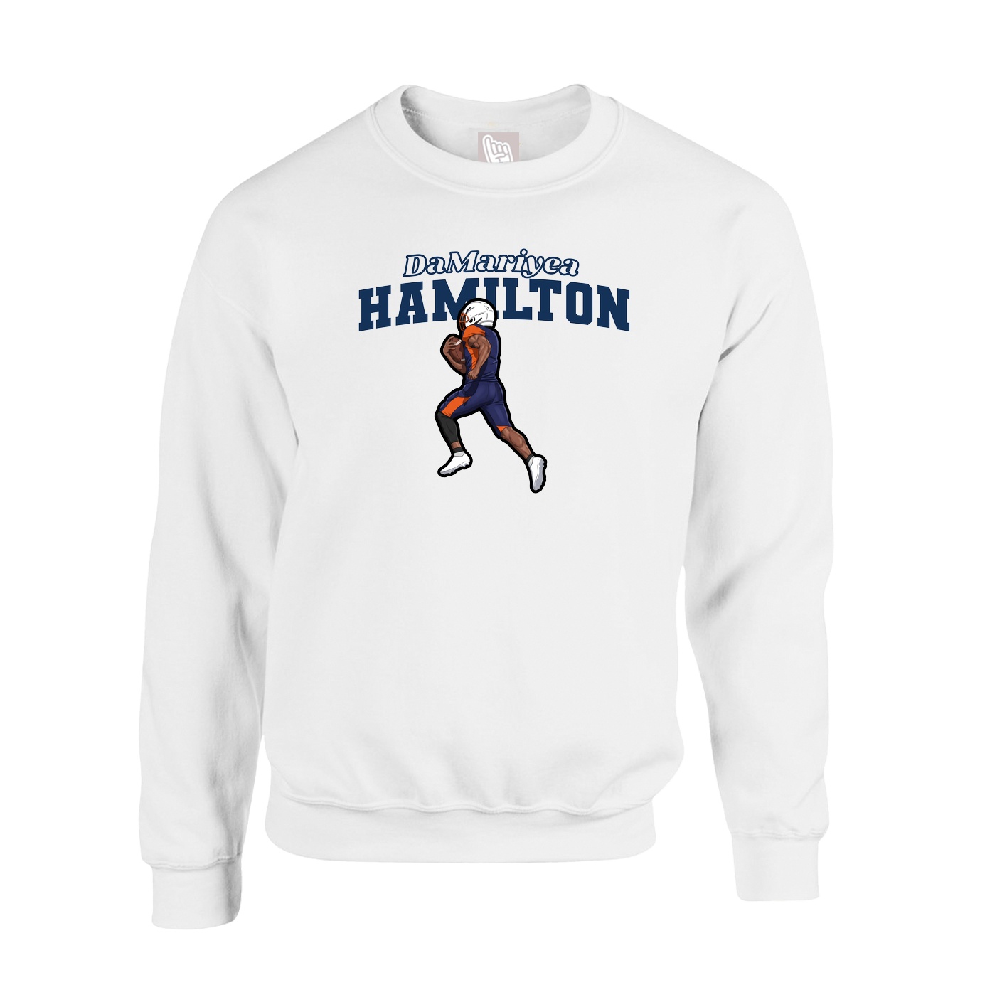 Fleece Crew — Name Arch in White