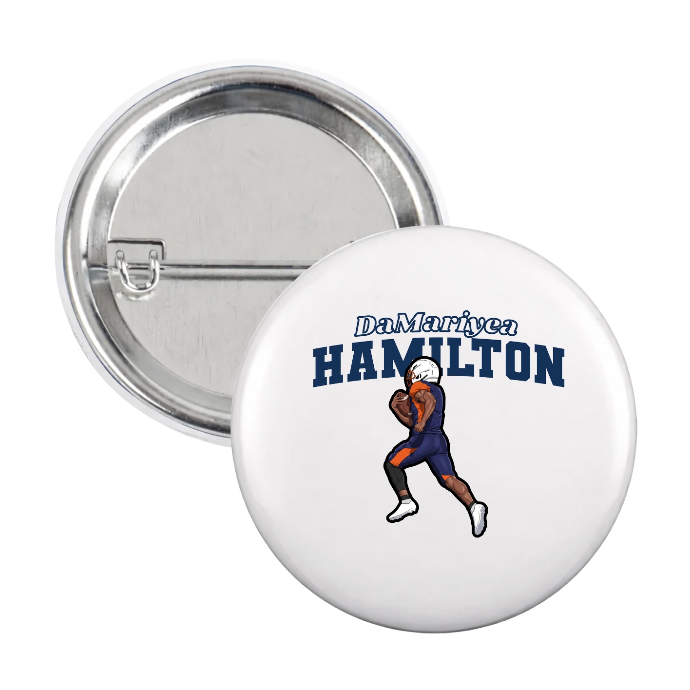 Game Day Button — Name Arch in White