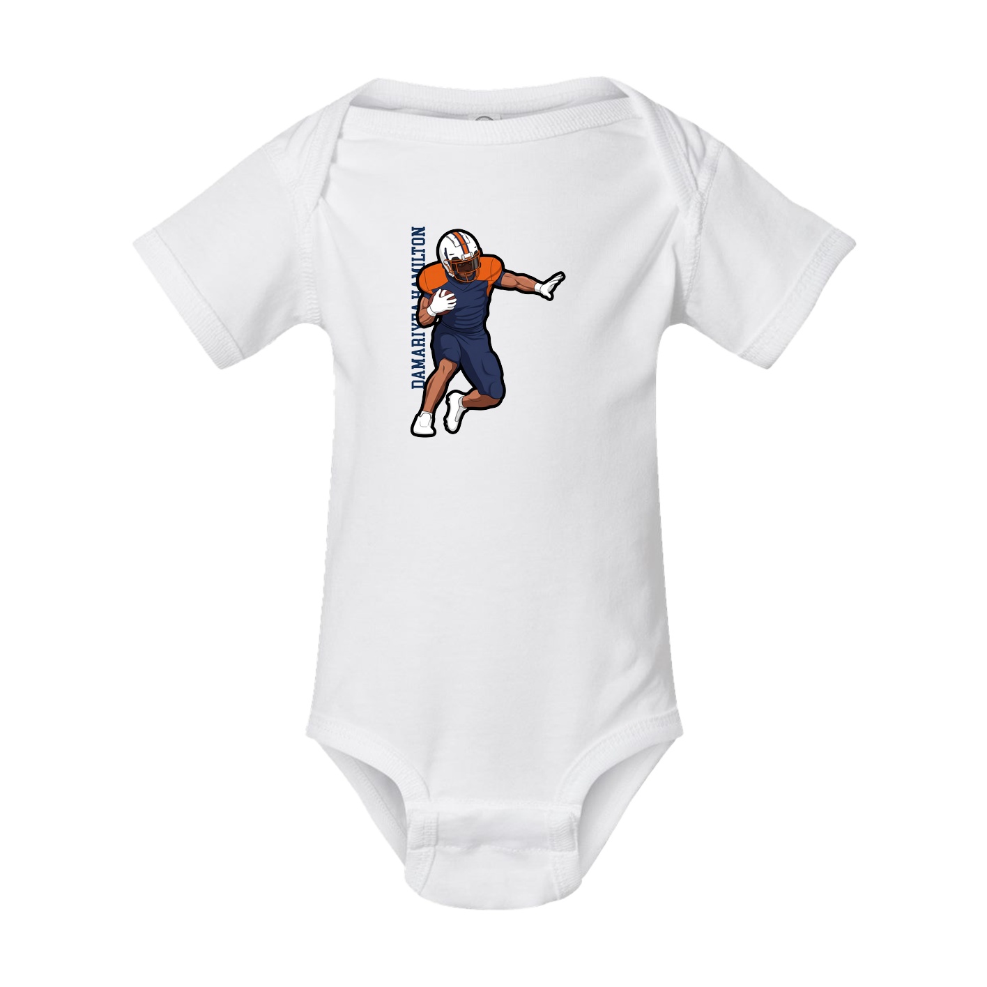 Baby Onesie — Name Vertical in White