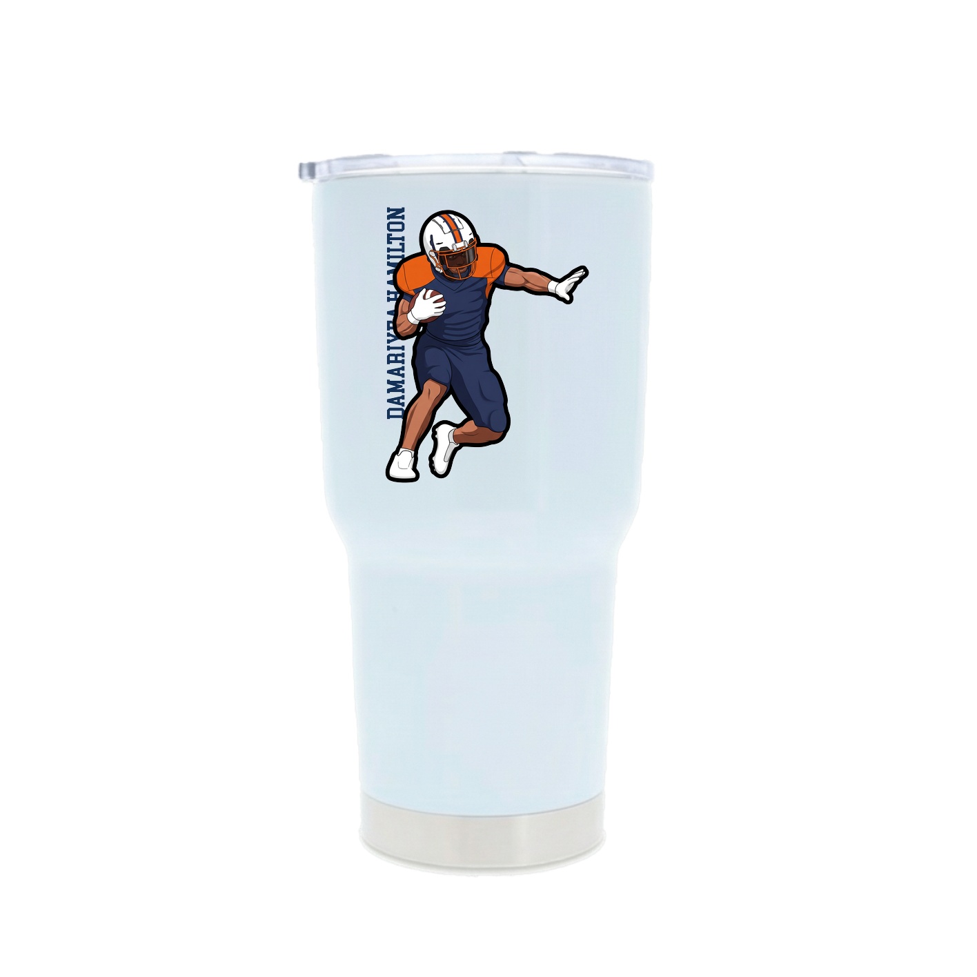 30oz Stainless Steel Tumbler — Name Vertical in White