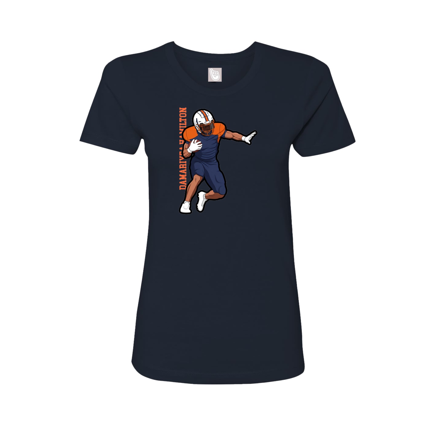 Fitted Women's Tee — Name Vertical in Navy