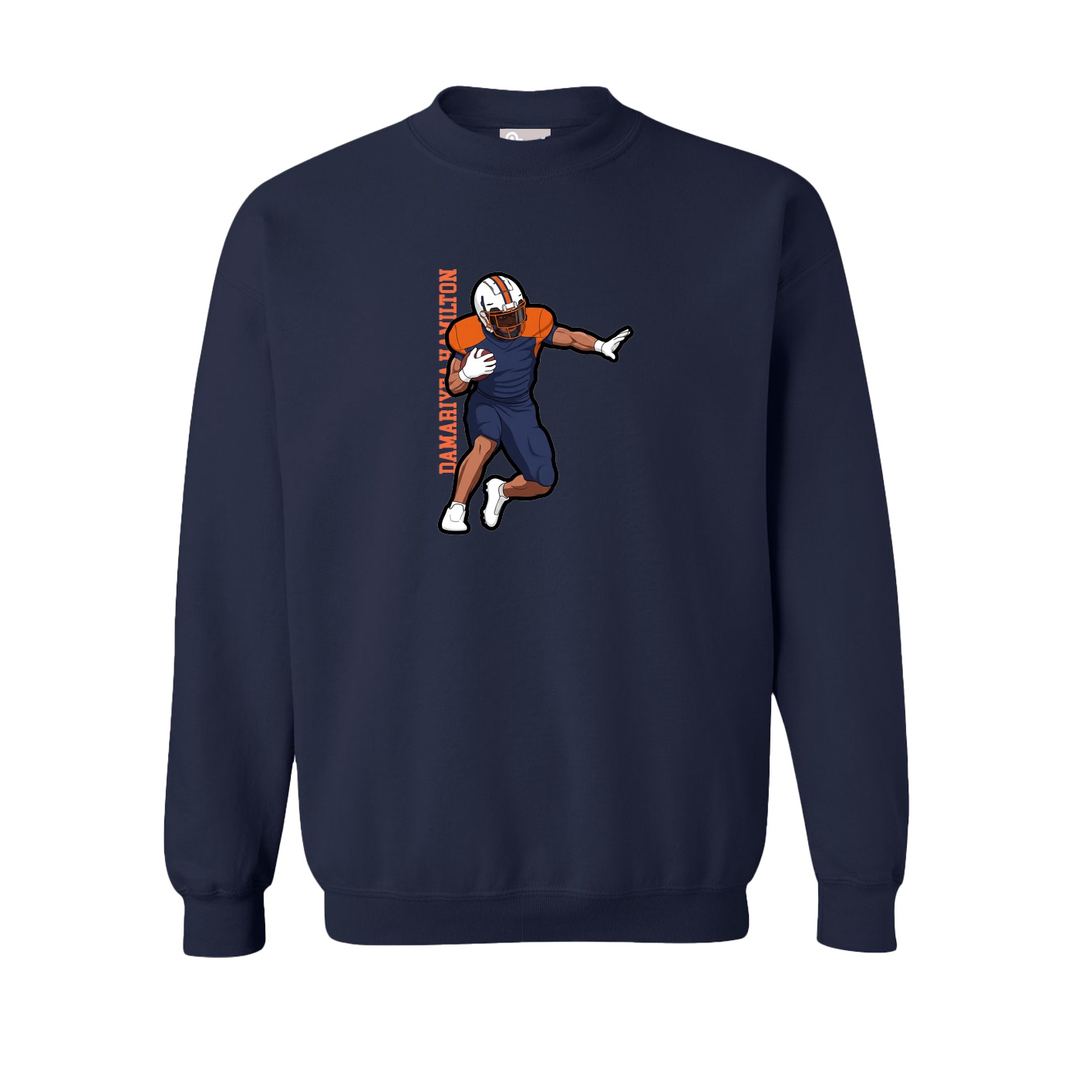 Fleece Crew — Name Vertical in Navy