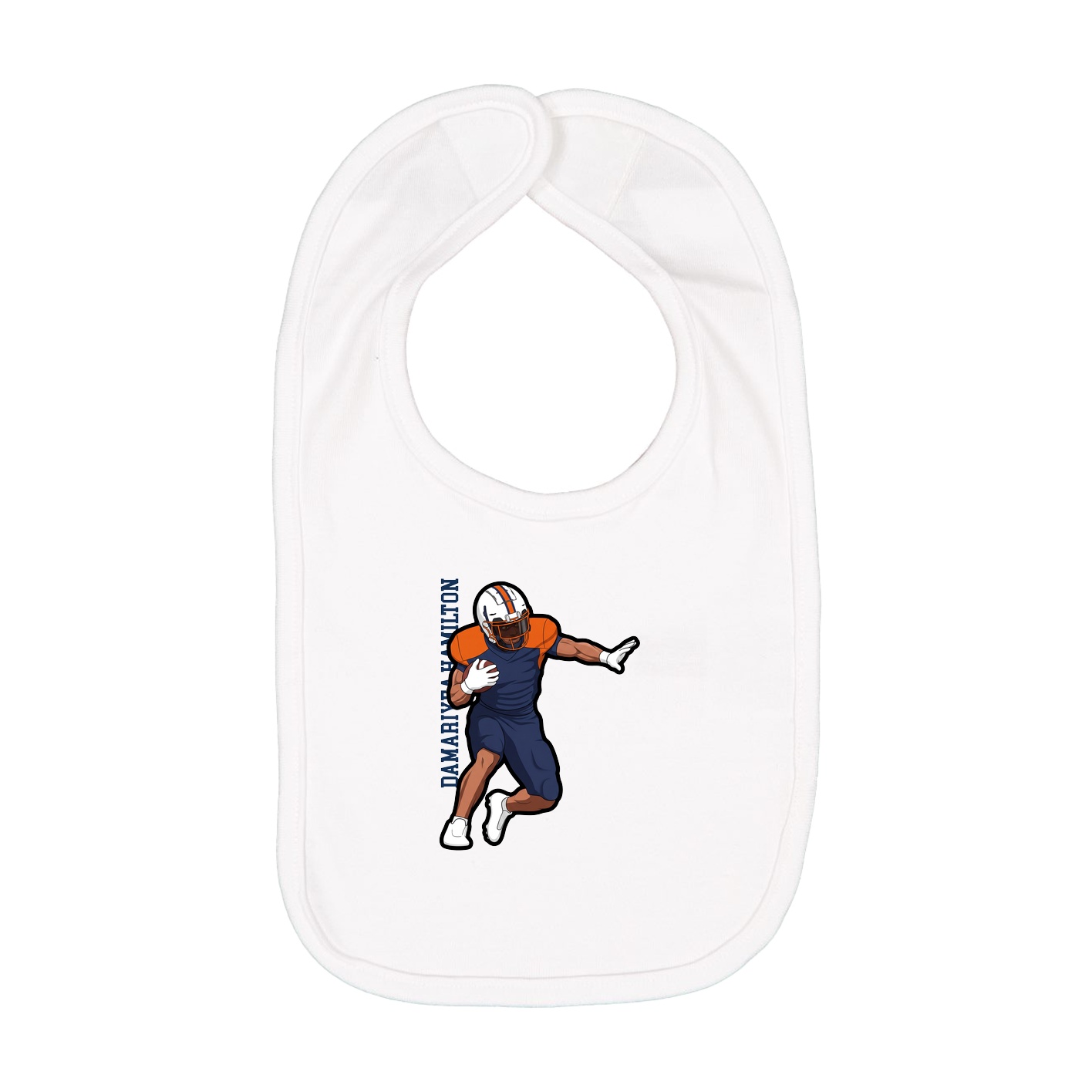 Infant Bib — Name Vertical in White