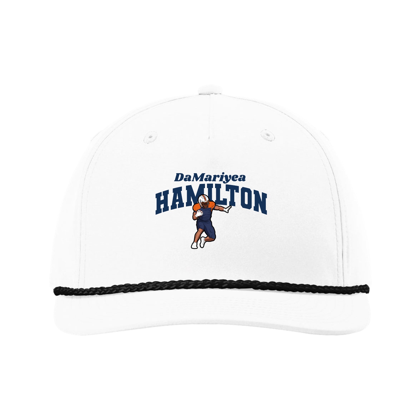 Five-Panel Classic Rope Cap — Signature Arch in White