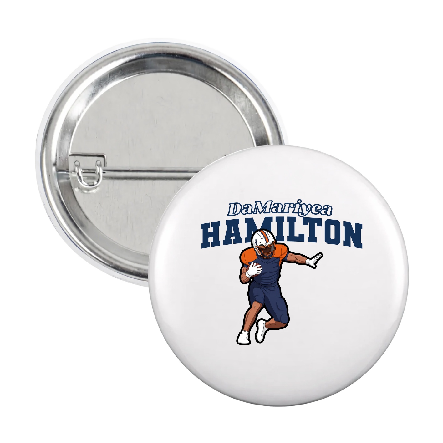 Game Day Button — Name Arch in White