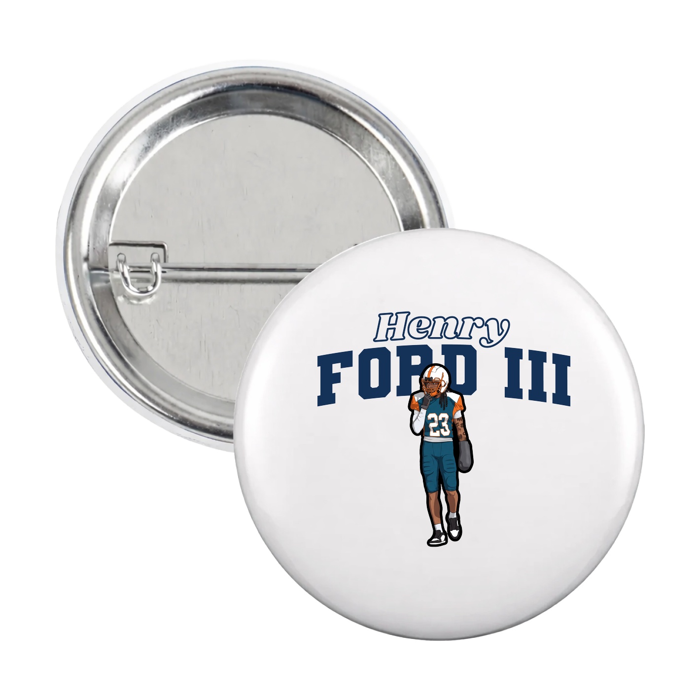 Game Day Button — Name Arch in White