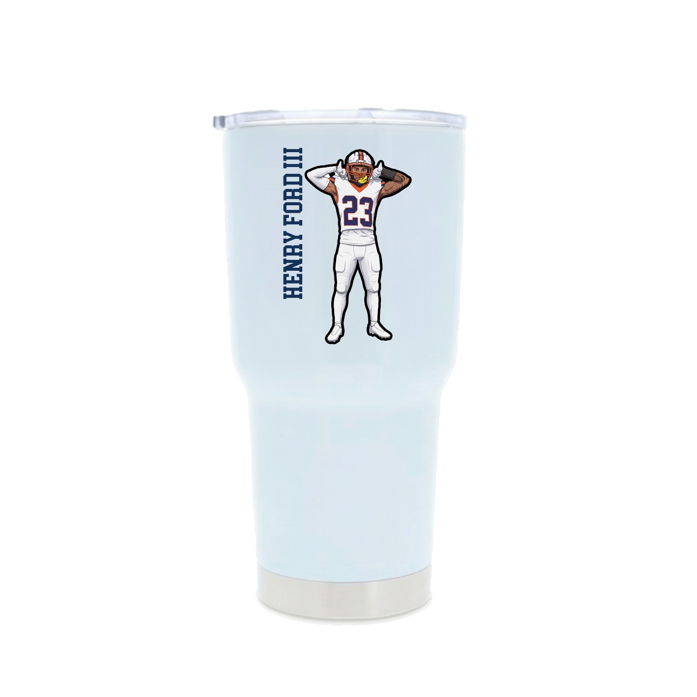 30oz Stainless Steel Tumbler — Name Vertical in White