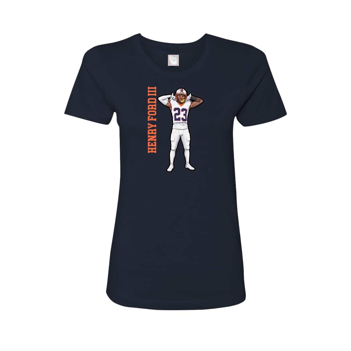 Fitted Women's Tee — Name Vertical in Navy