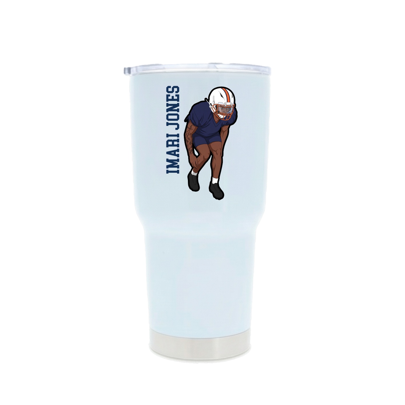 30oz Stainless Steel Tumbler — Name Vertical in White