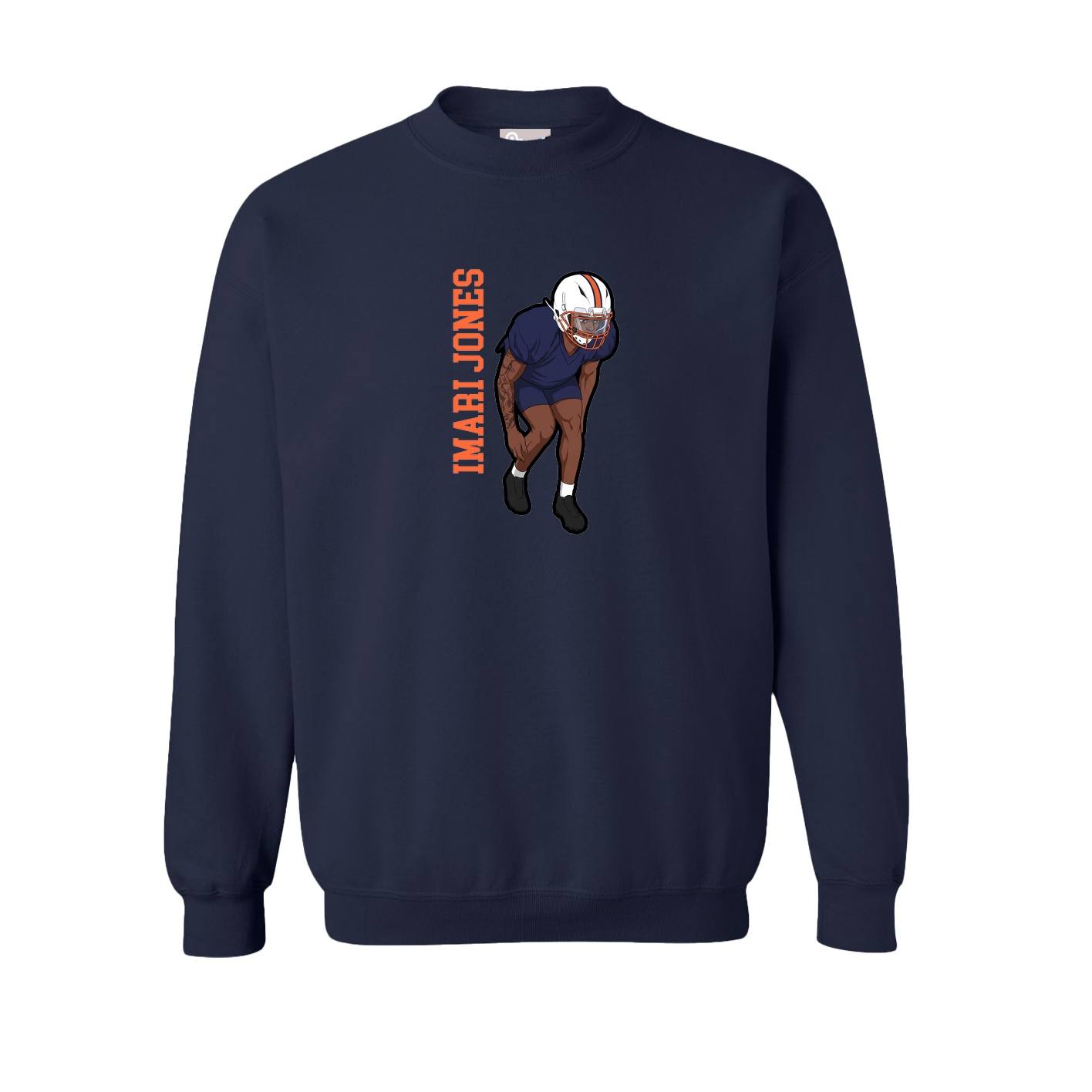 Fleece Crew — Name Vertical in Navy