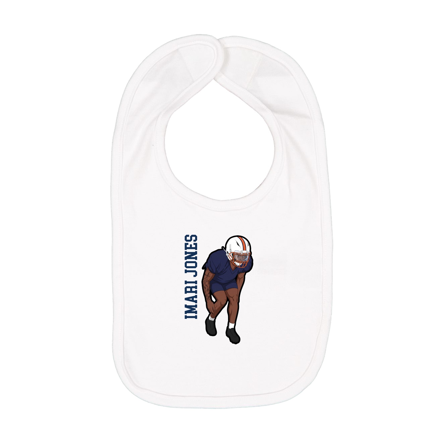 Infant Bib — Name Vertical in White