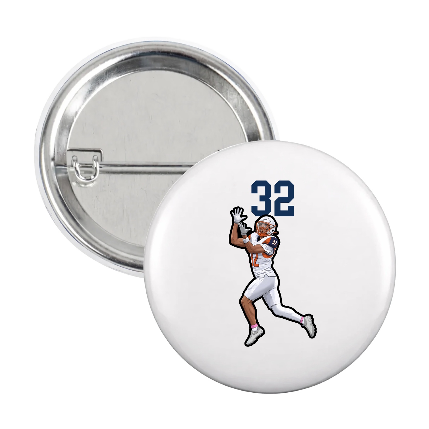 Game Day Button — Number Top in White