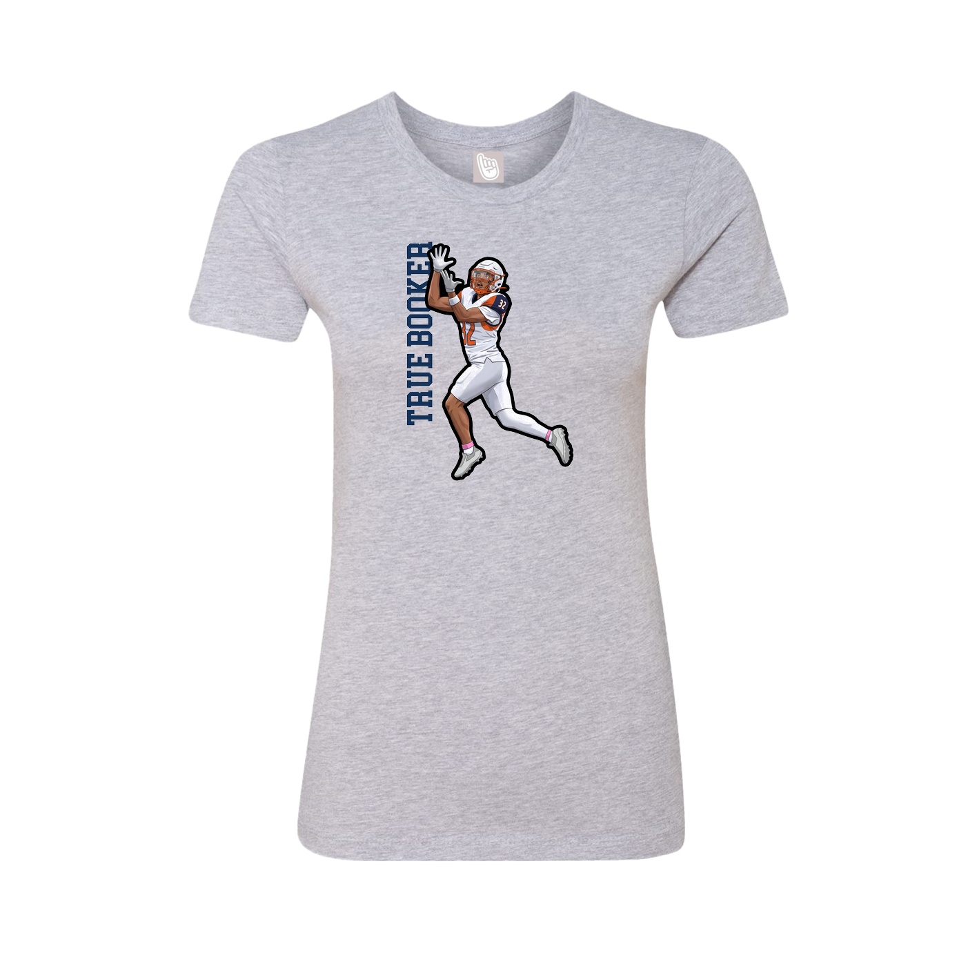Fitted Women's Tee — Name Vertical in Grey