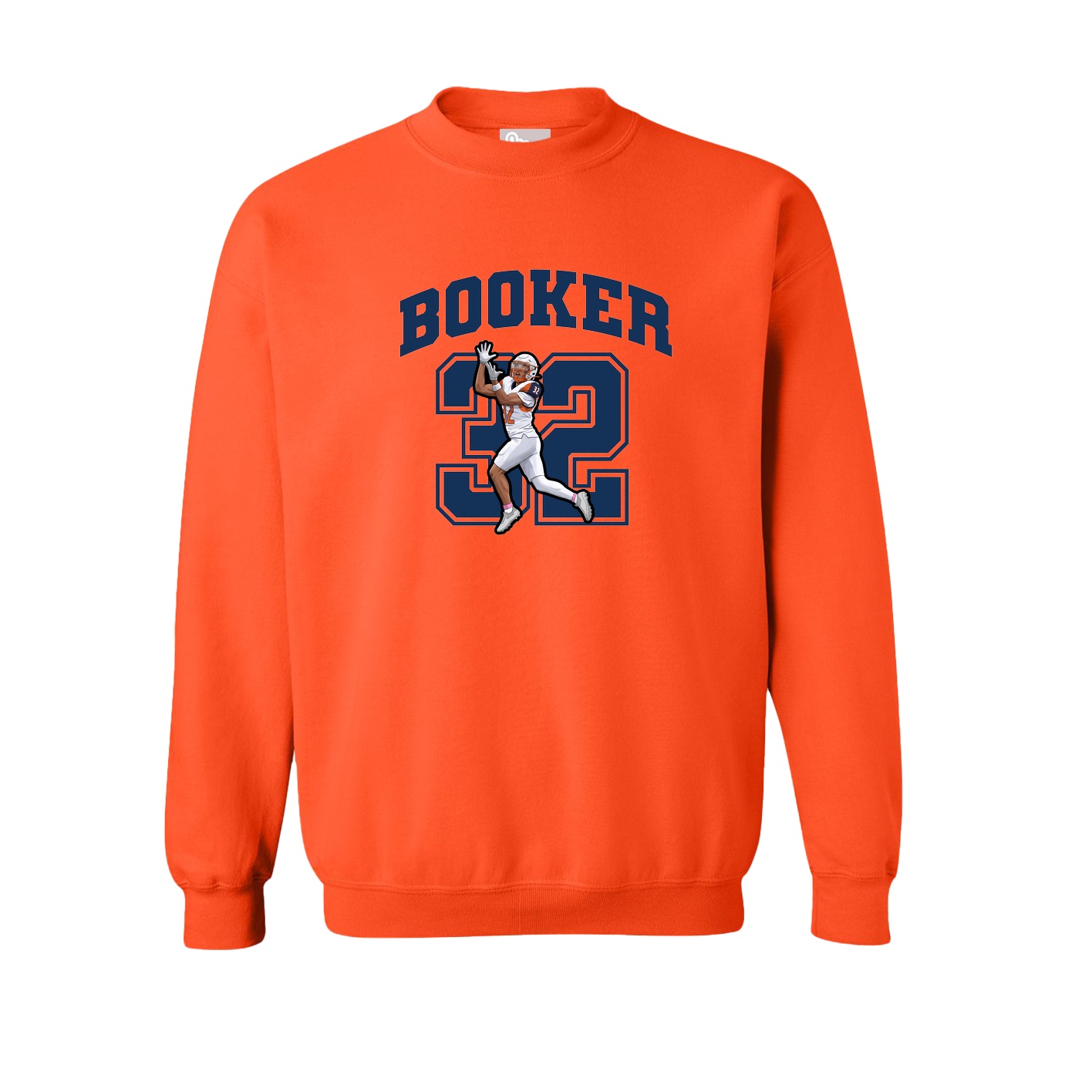 Fleece Crew — Number in Orange