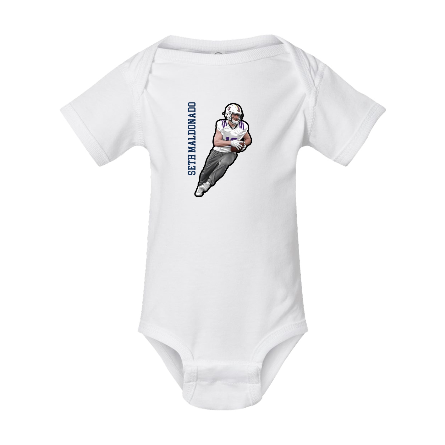 Baby Onesie — Name Vertical in White