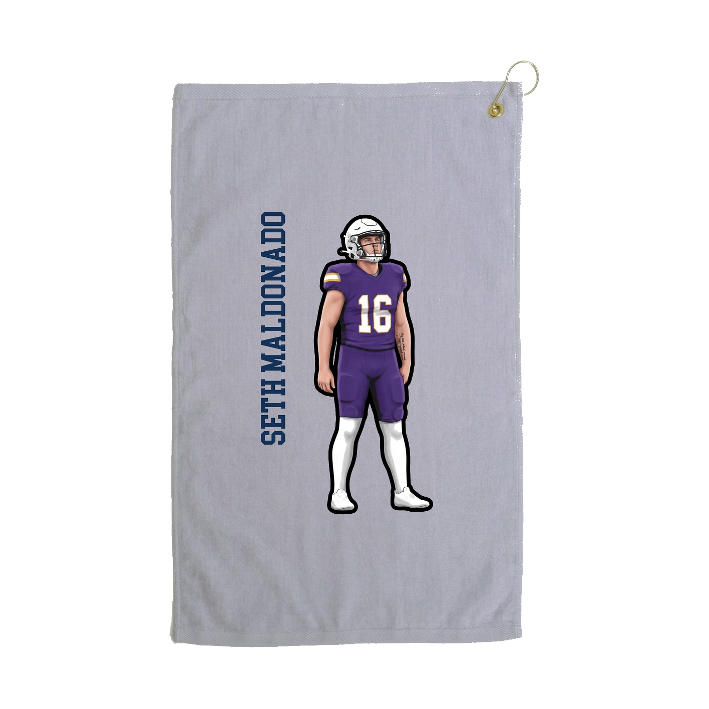Golf Towel — Name Vertical in Grey