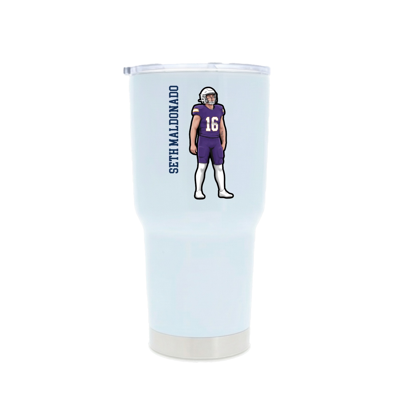 30oz Stainless Steel Tumbler — Name Vertical in White