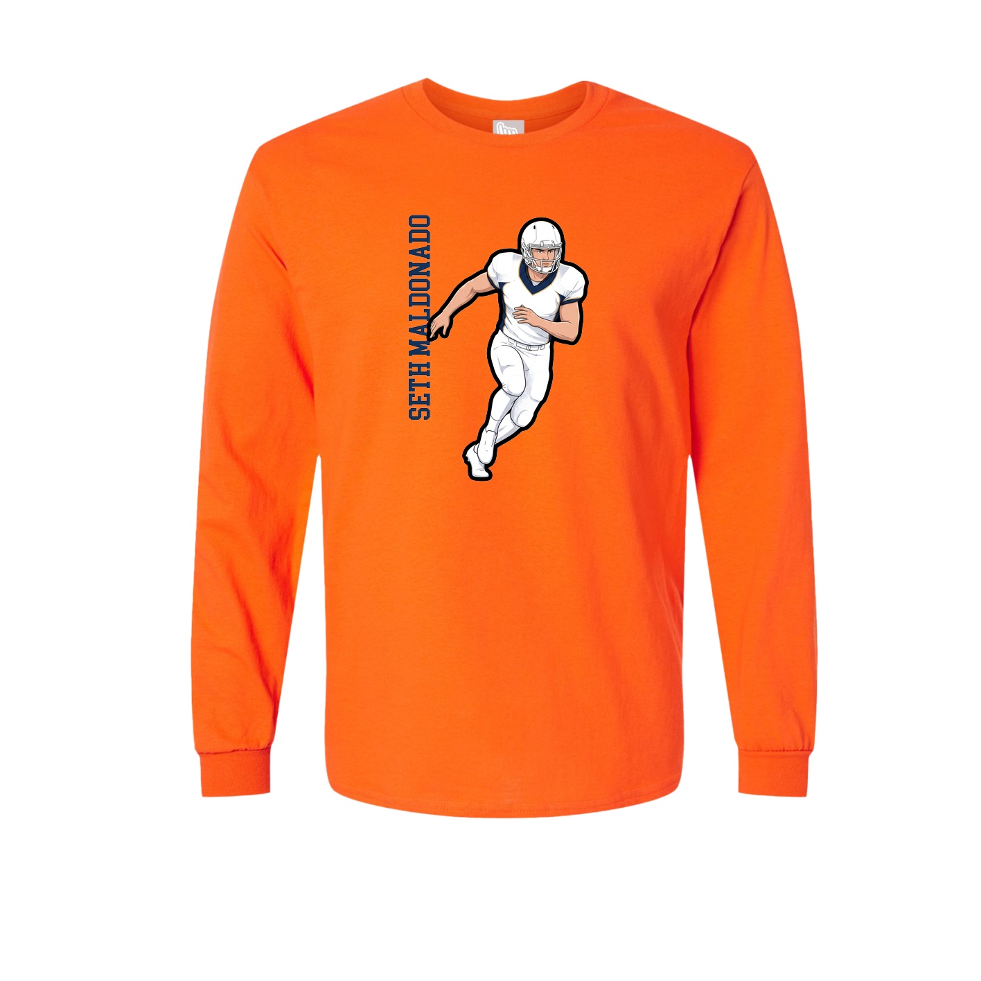 Long Sleeve Tee — Name Vertical in Orange