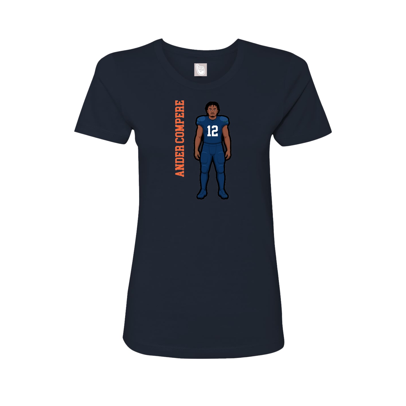 Fitted Women's Tee — Name Vertical in Navy