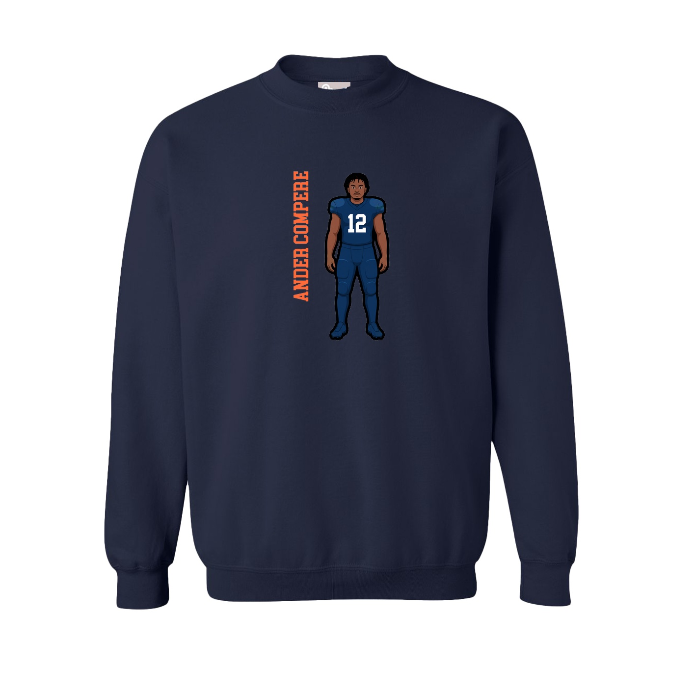 Fleece Crew — Name Vertical in Navy