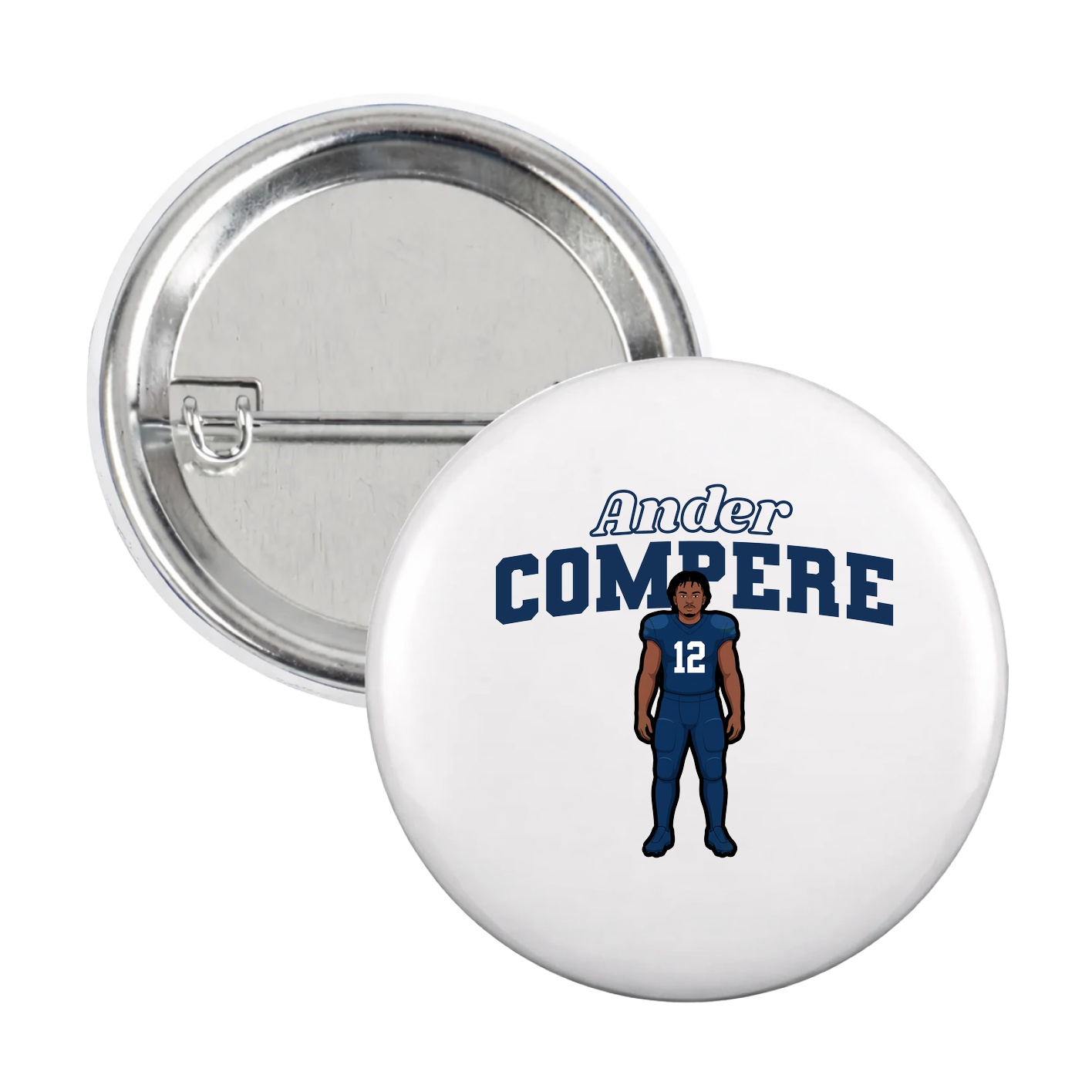 Game Day Button — Name Arch in White