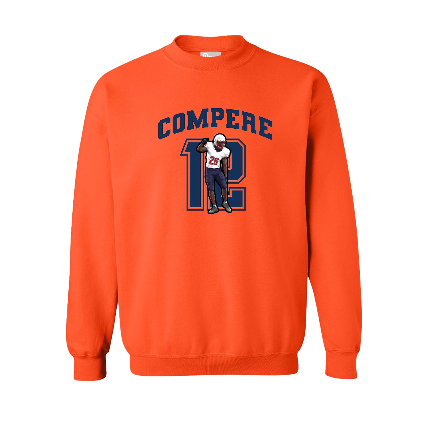 Fleece Crew — Number in Orange