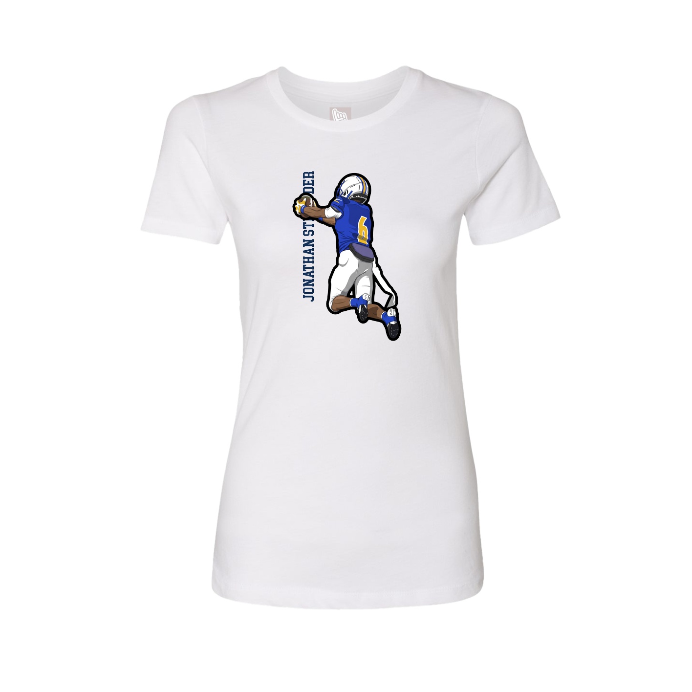 Fitted Women's Tee — Name Vertical in White