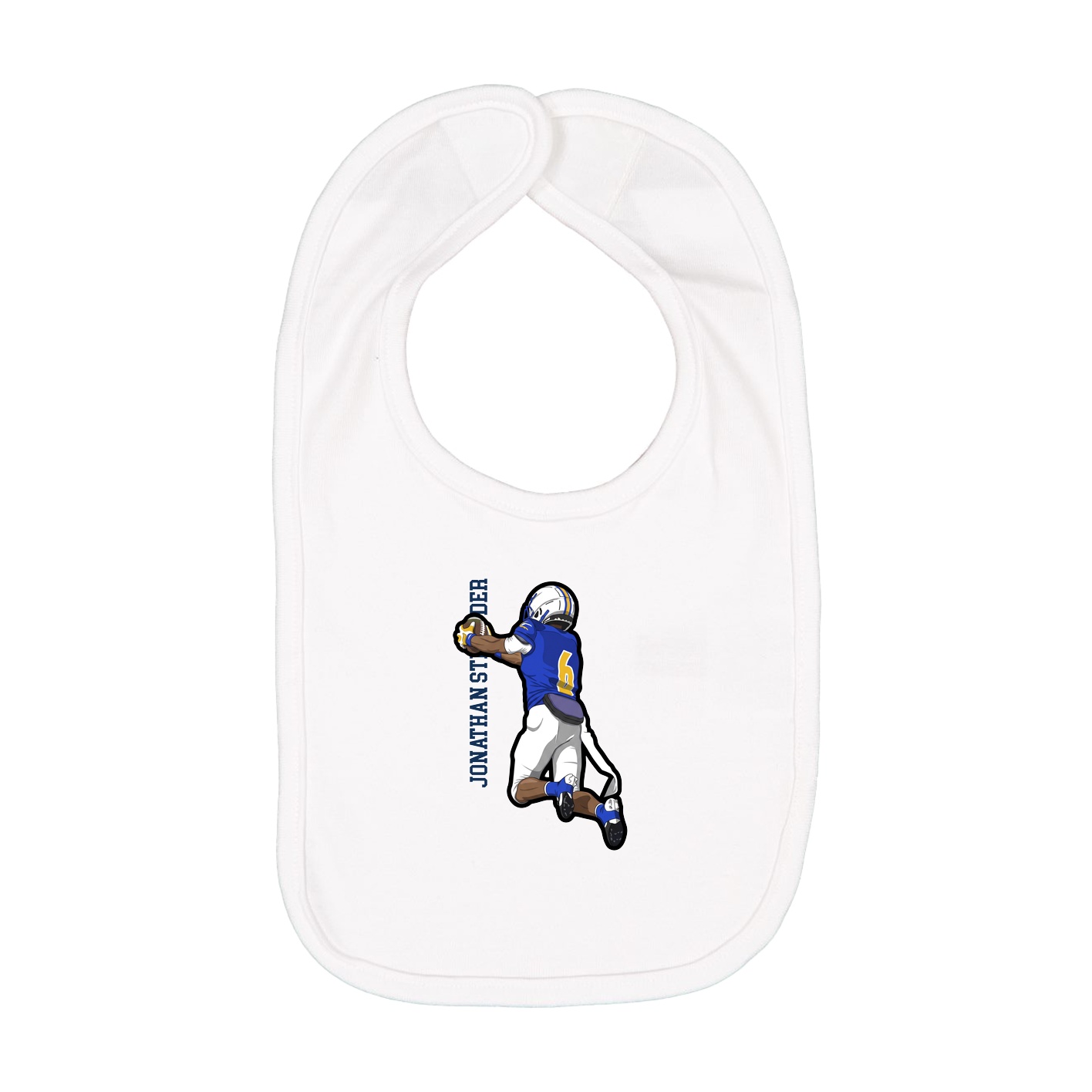 Infant Bib — Name Vertical in White
