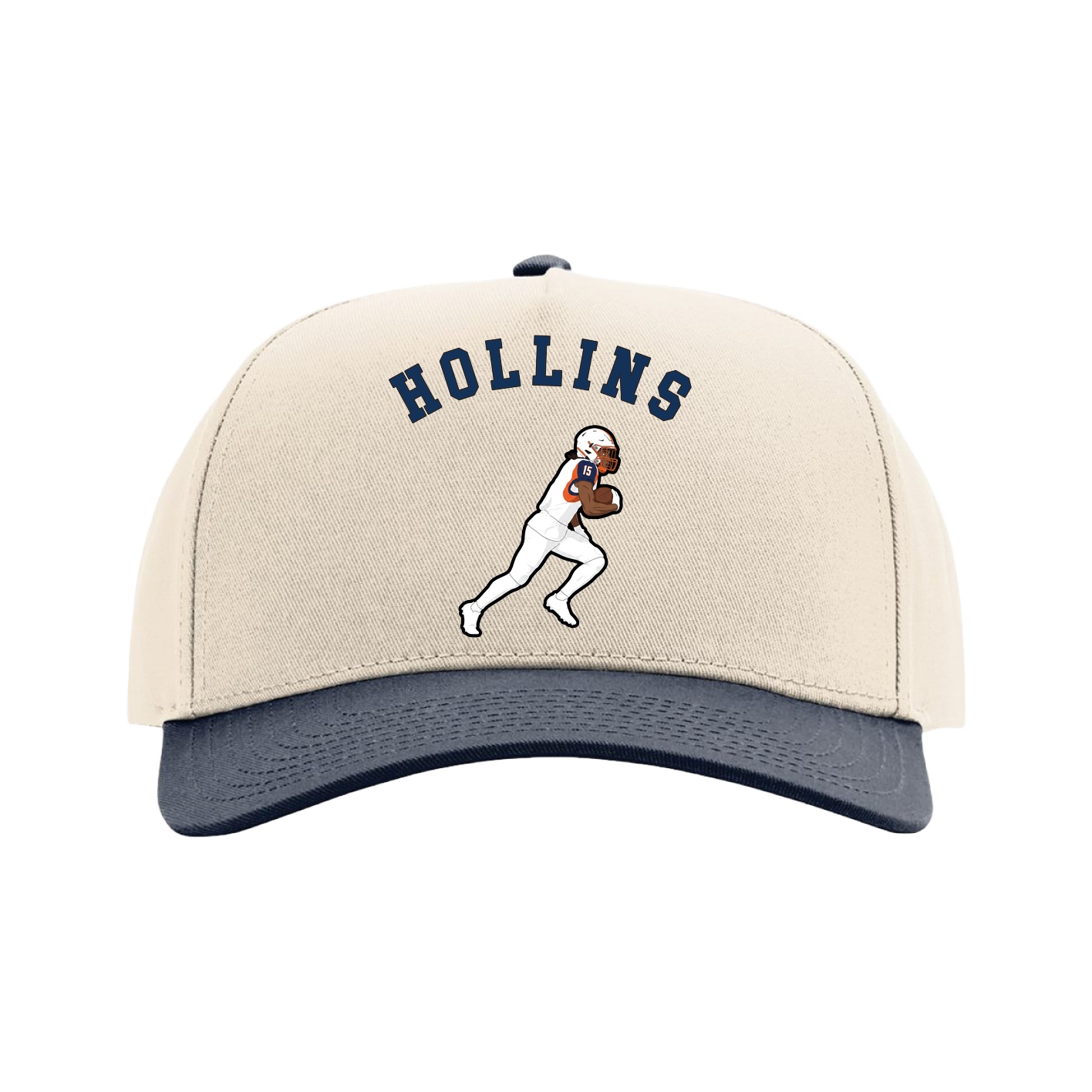 Full Fabric Five-Panel Champ Cap — Shirsey Arch in Cream/Navy