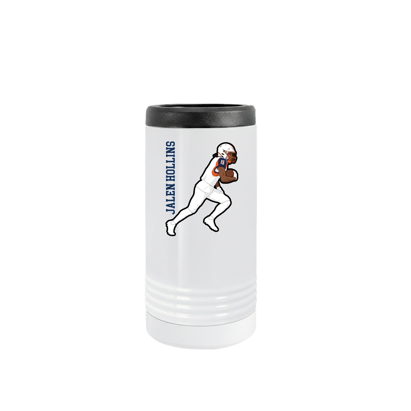 Slim Beverage Holder — Name Vertical in White