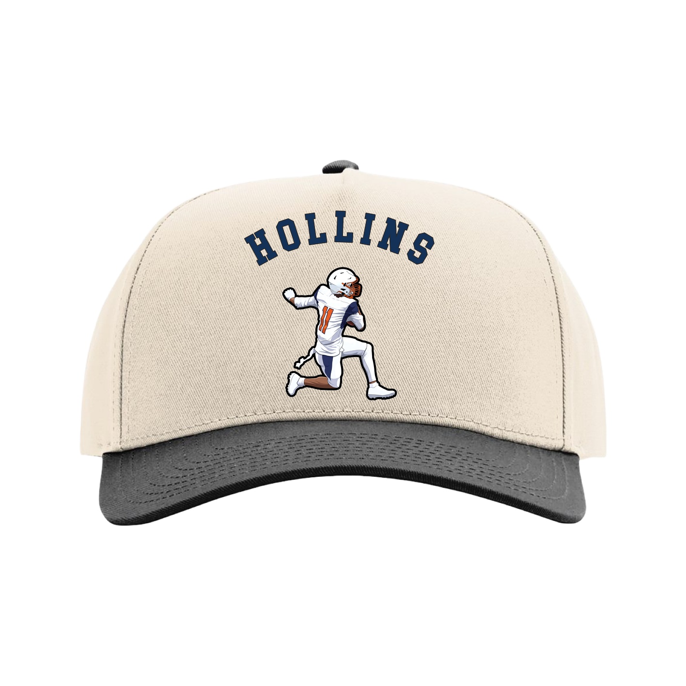 Full Fabric Five-Panel Champ Cap — Shirsey Arch in Cream/Black