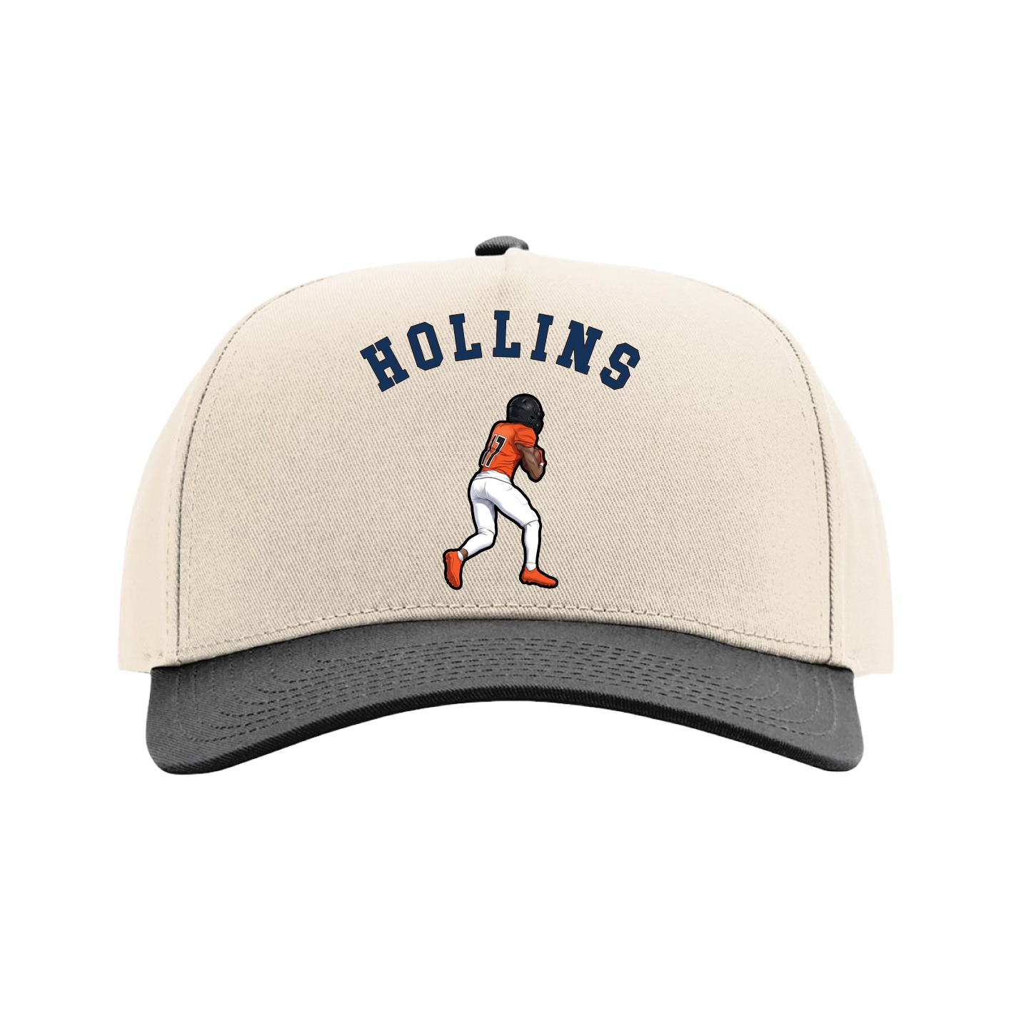 Full Fabric Five-Panel Champ Cap — Shirsey Arch in Cream/Black
