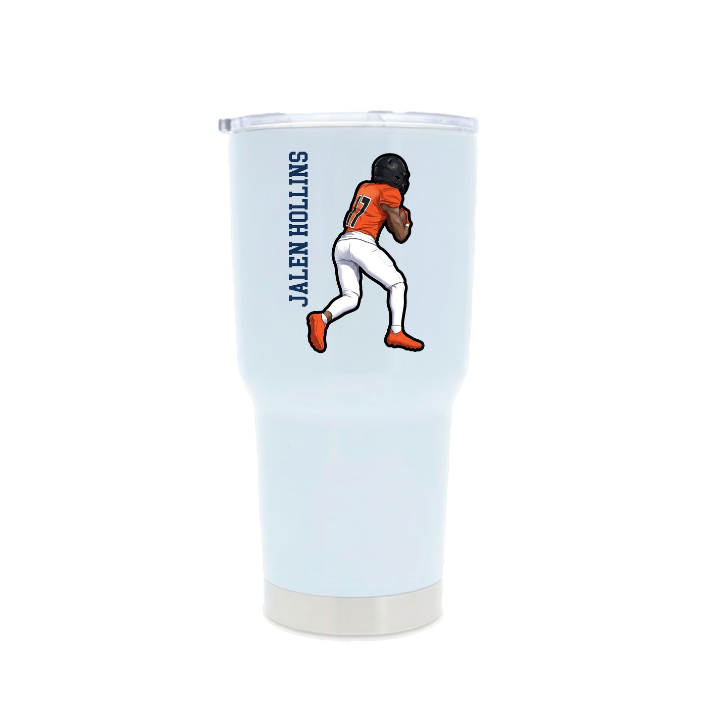 30oz Stainless Steel Tumbler — Name Vertical in White