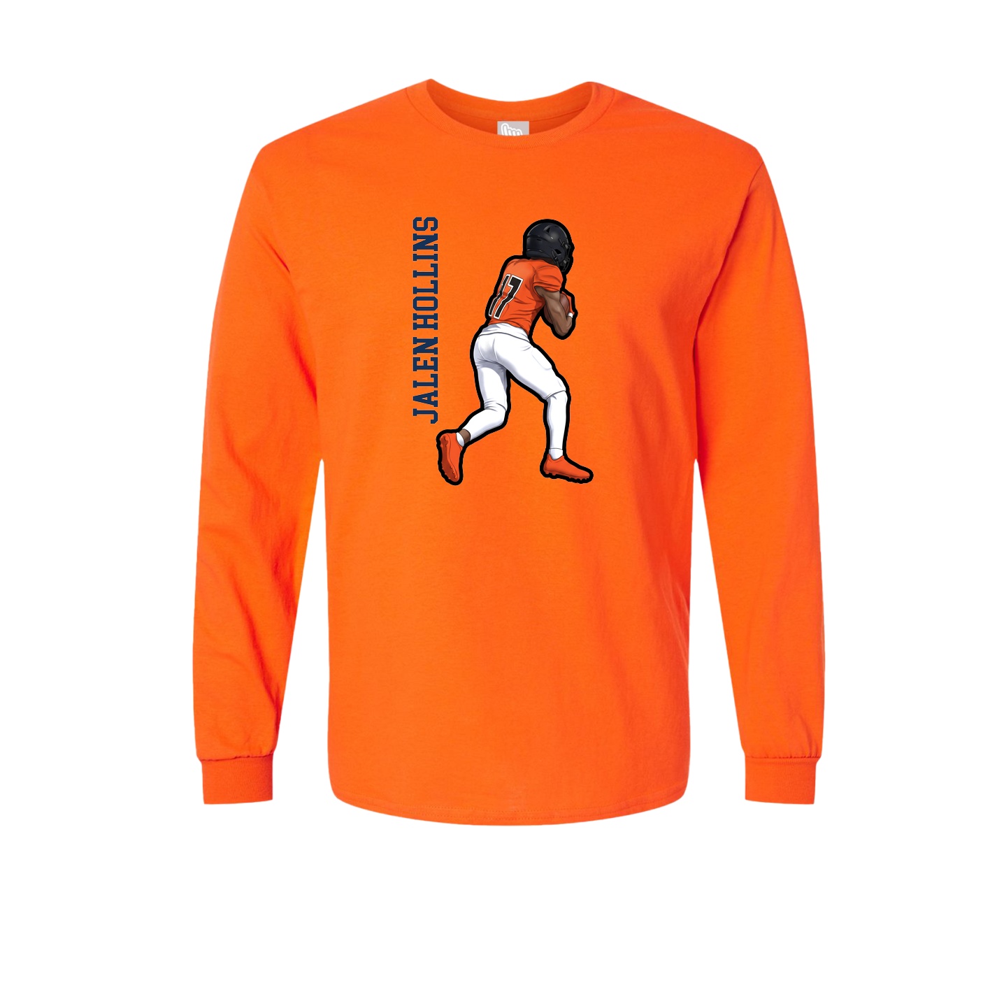 Long Sleeve Tee — Name Vertical in Orange