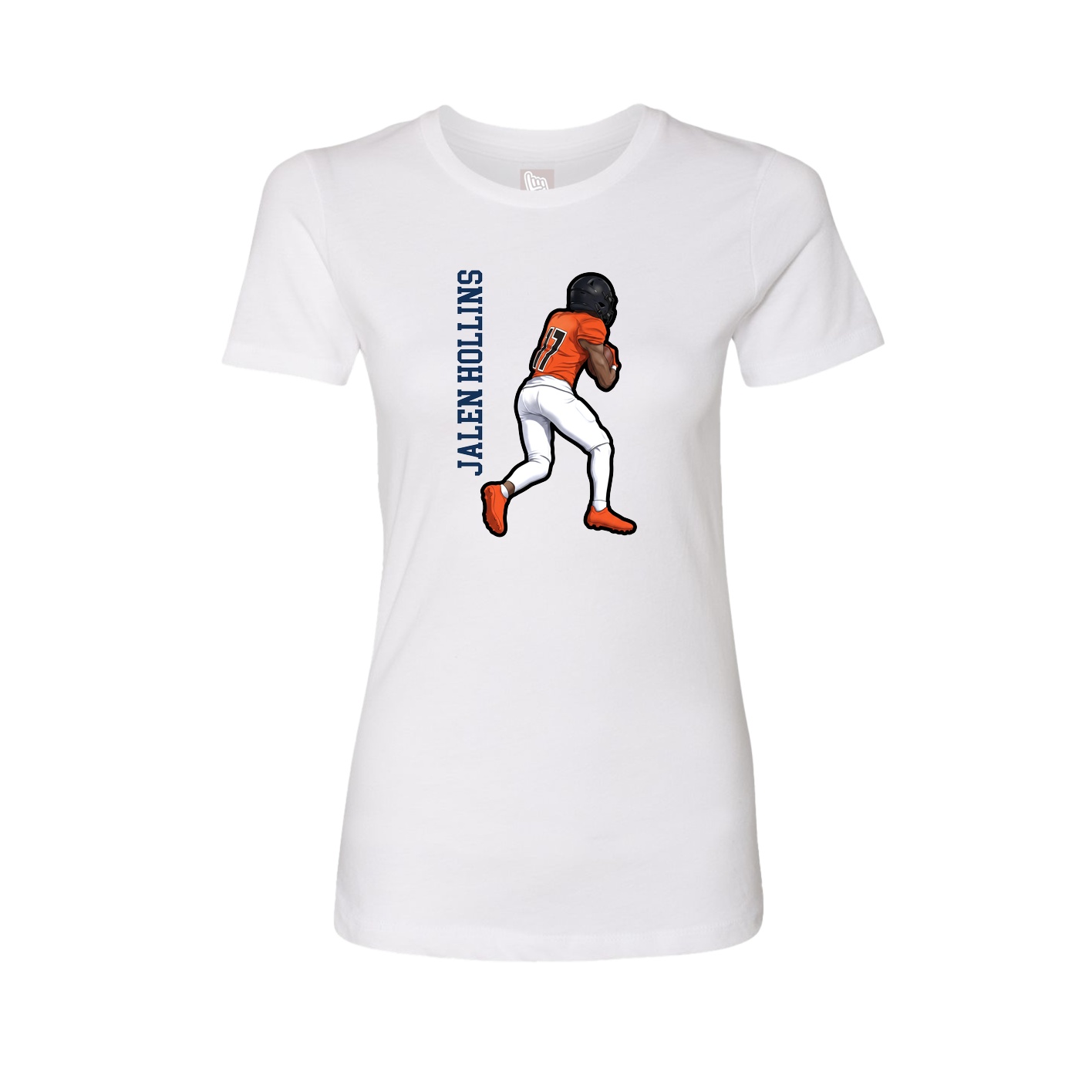Womens Tee — Name Vertical in White