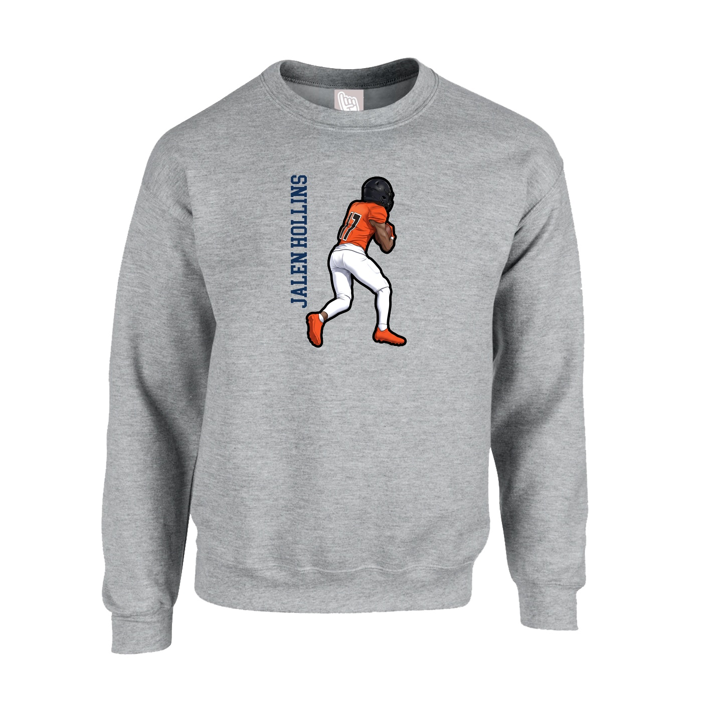 Fleece Crew — Name Vertical in Grey