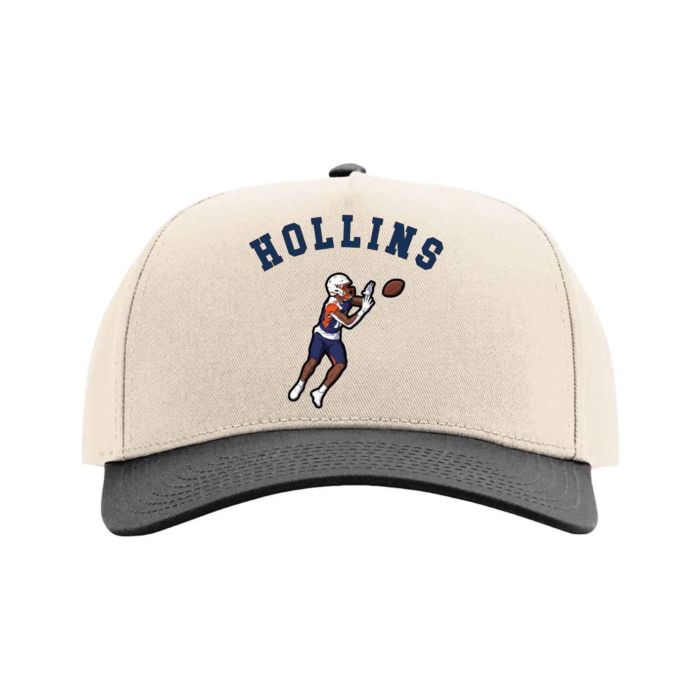 Full Fabric Five-Panel Champ Cap — Shirsey Arch in Cream/Black