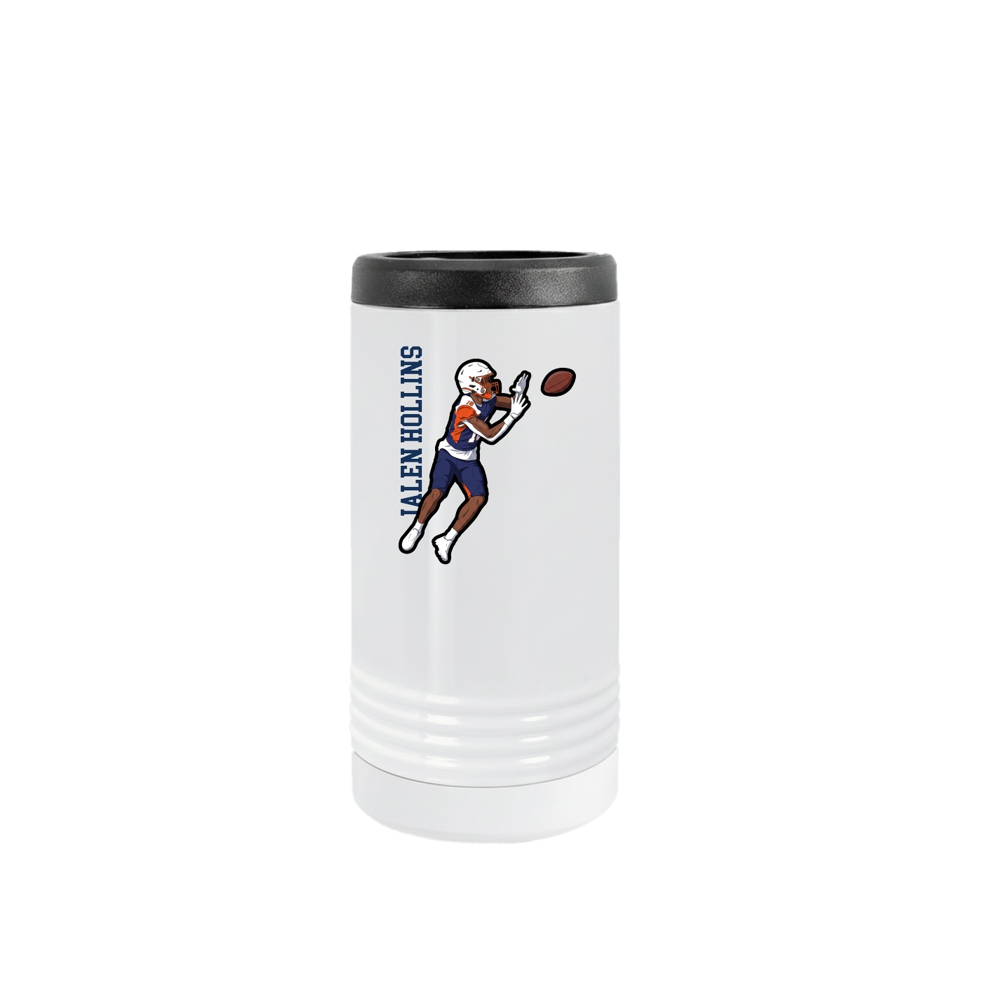 Slim Beverage Holder — Name Vertical in White