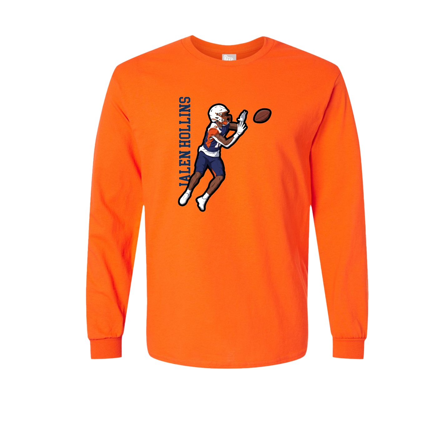Long Sleeve Tee — Name Vertical in Orange