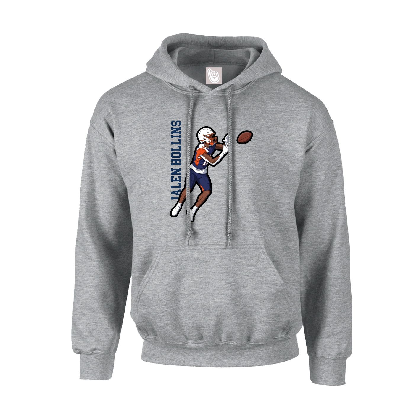 Hoodie — Name Vertical in Grey